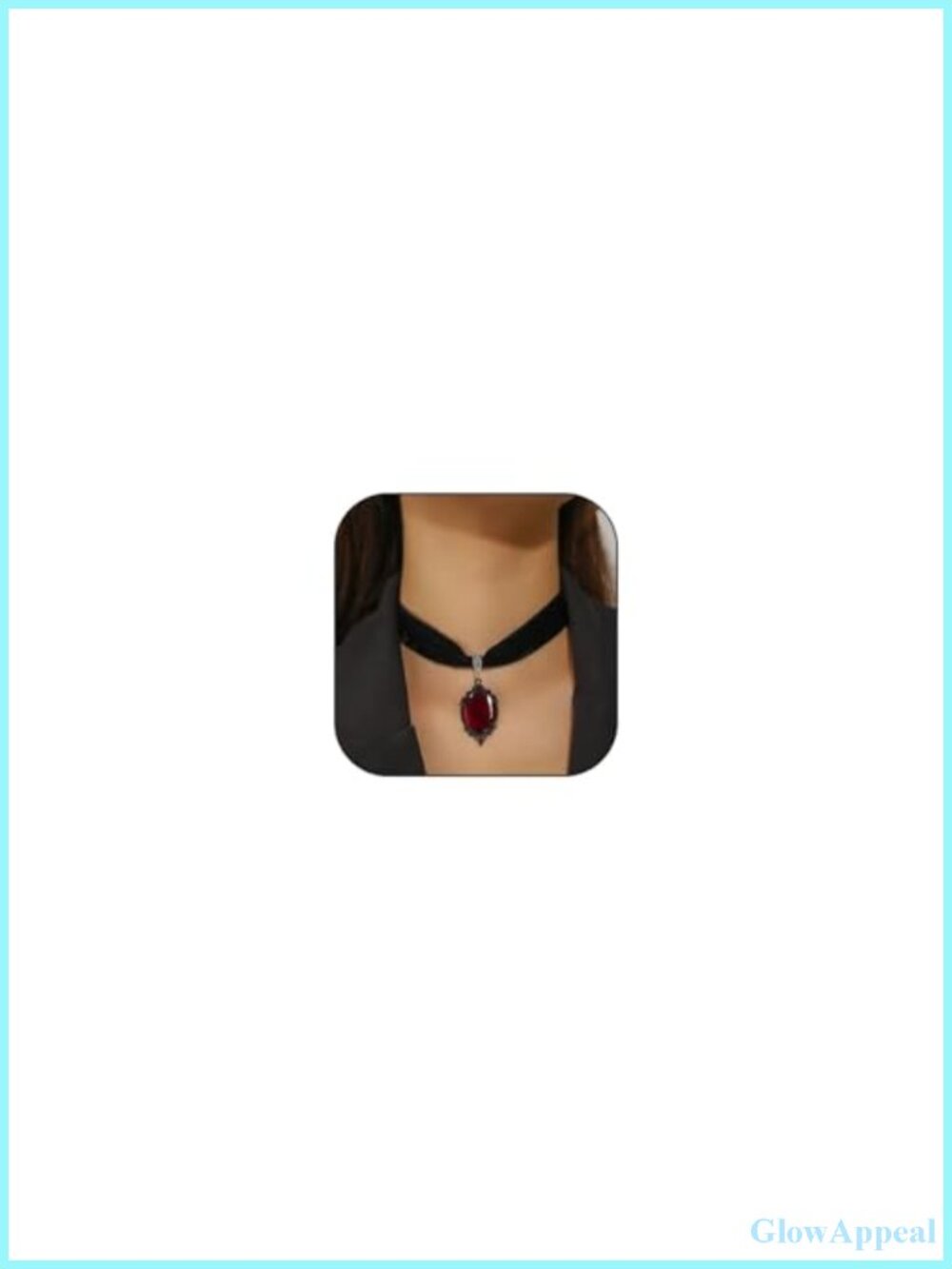 Gothic Victorian Red Crystal Teardrop Velvet Choker Necklace Costume